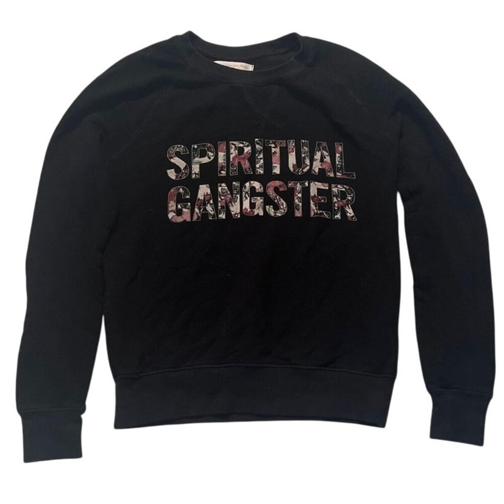 Women’s Spiritual Gangster Pullover Crewneck Sweatshirt Black Size XS